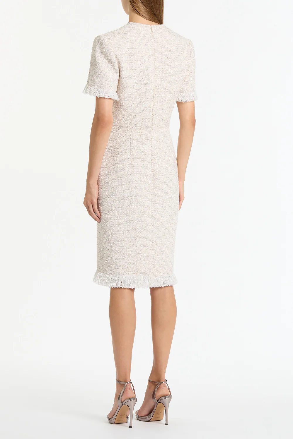 IVORY TWEED FRINGE MIDI DRESS - Image 2