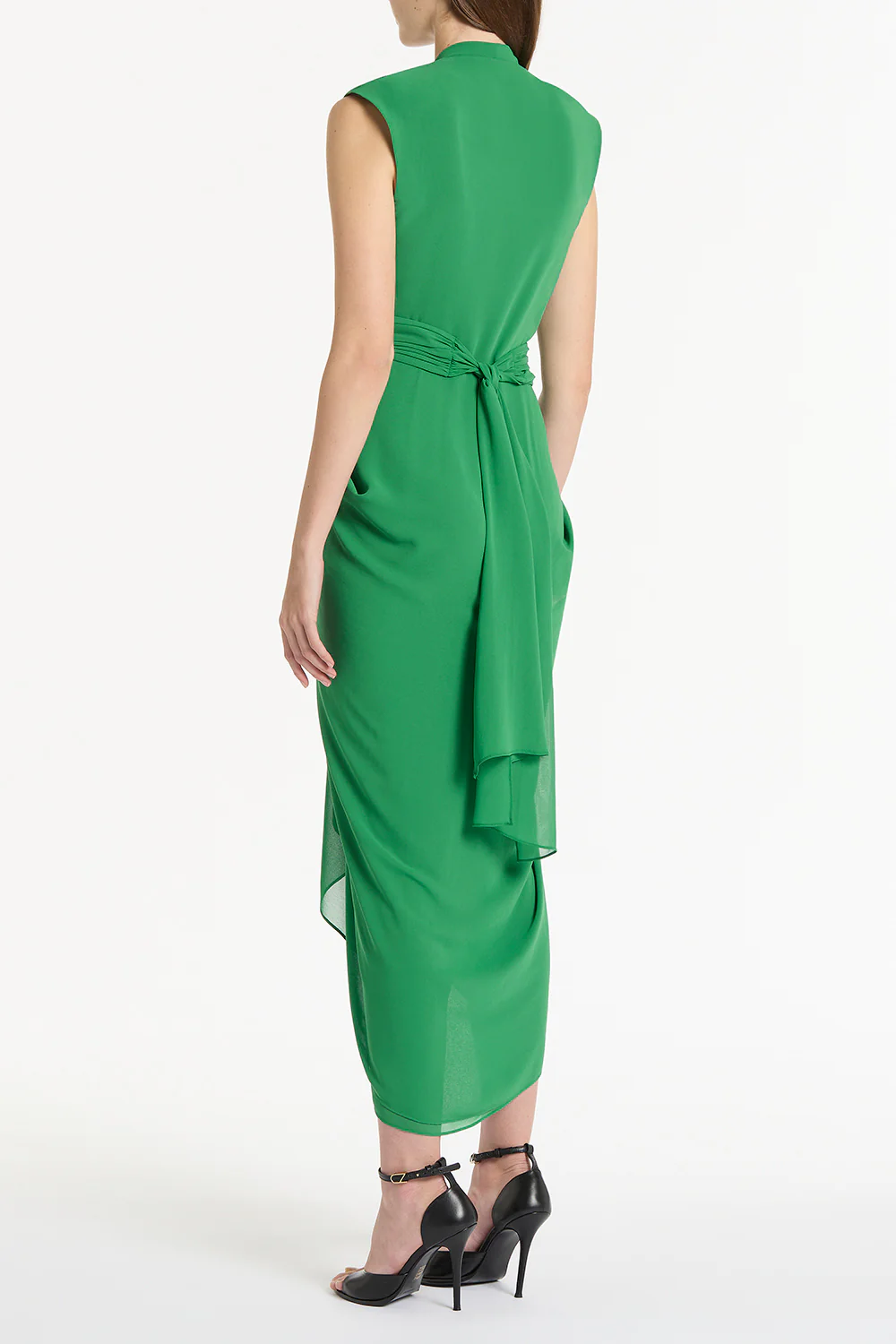 JADE GEORGETTE SLEEVELESS WATERFALL DRESS - Image 2