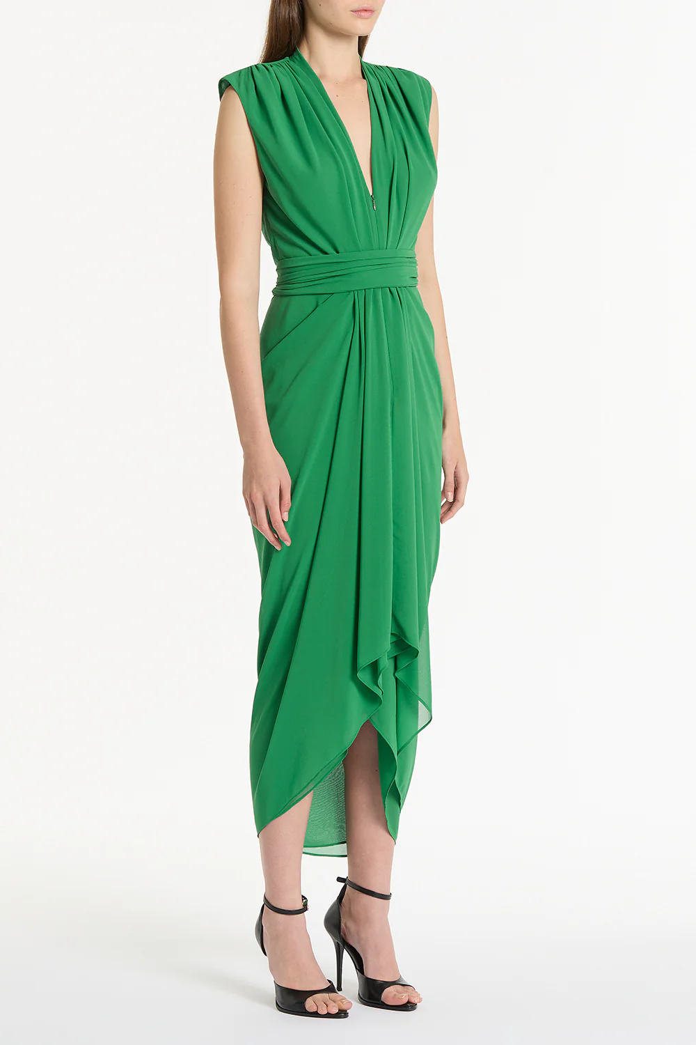 JADE GEORGETTE SLEEVELESS WATERFALL DRESS - Image 3