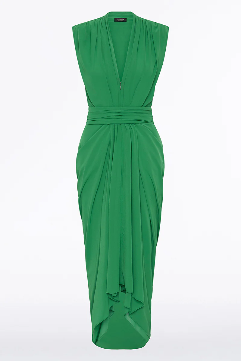 JADE GEORGETTE SLEEVELESS WATERFALL DRESS - Image 5