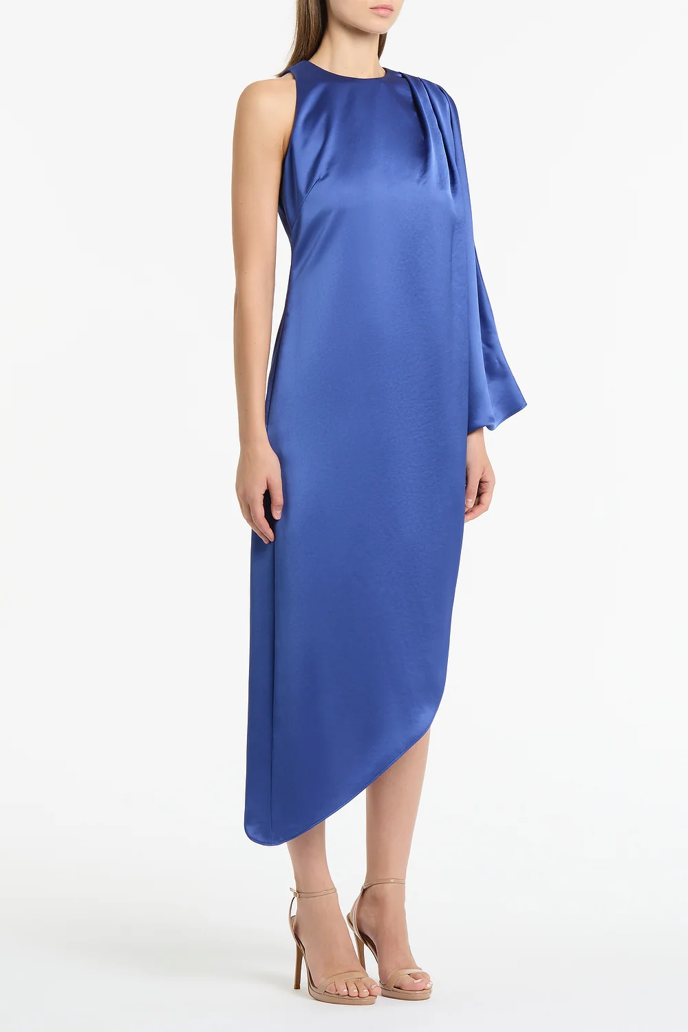 LAPIS LUSTRE SATIN DRAPE DRESS - Image 2
