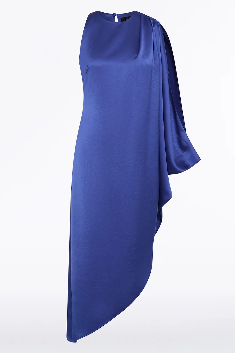 LAPIS LUSTRE SATIN DRAPE DRESS - Image 4