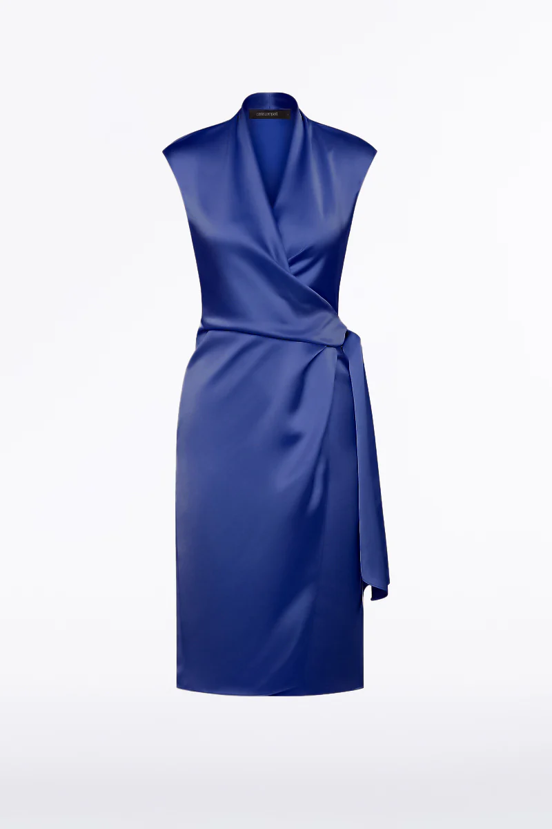 LAPIS LUSTRE SATIN WRAP DRESS - Image 4
