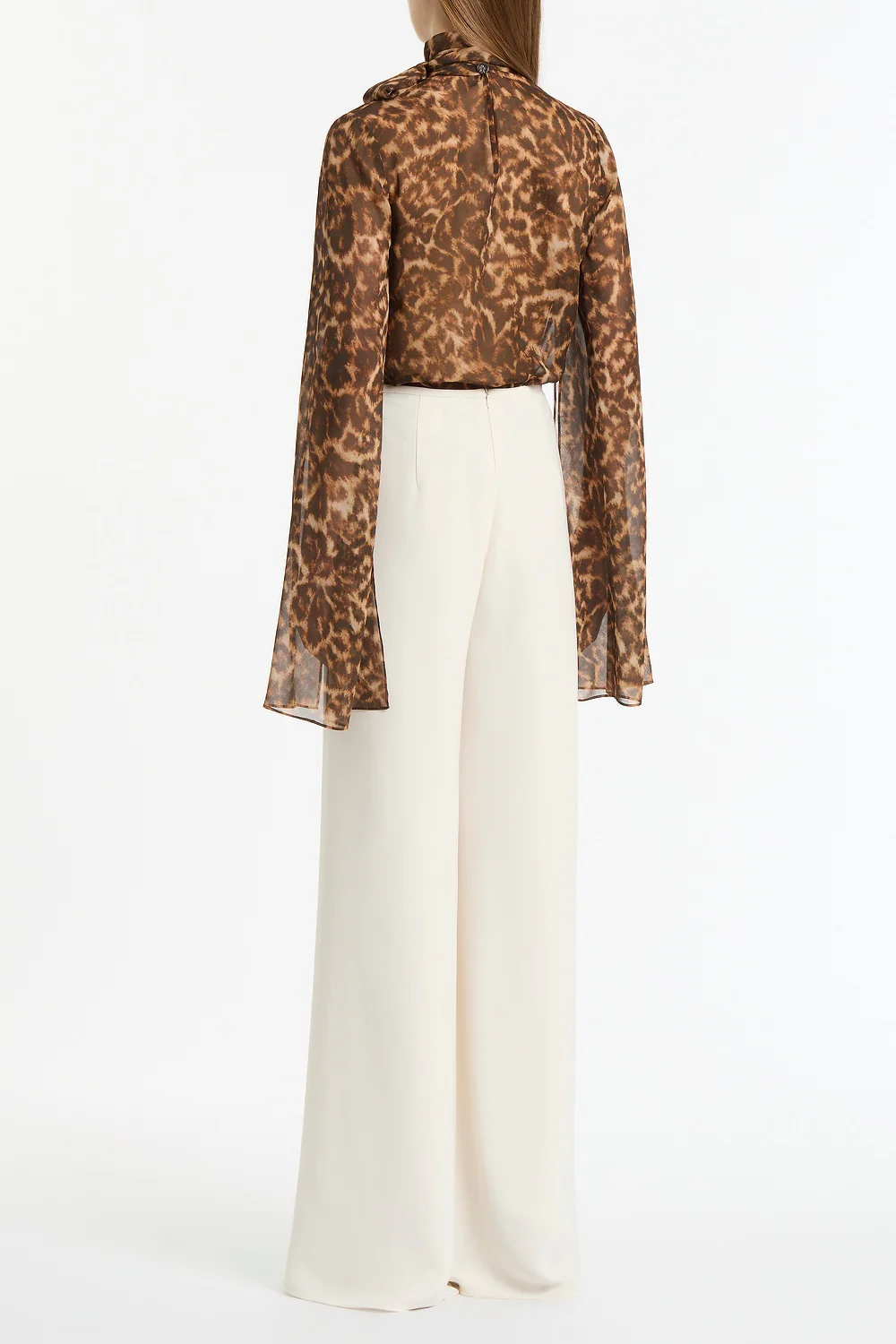 LEOPARD SILK SPLIT SLEEVE TOP - Image 2