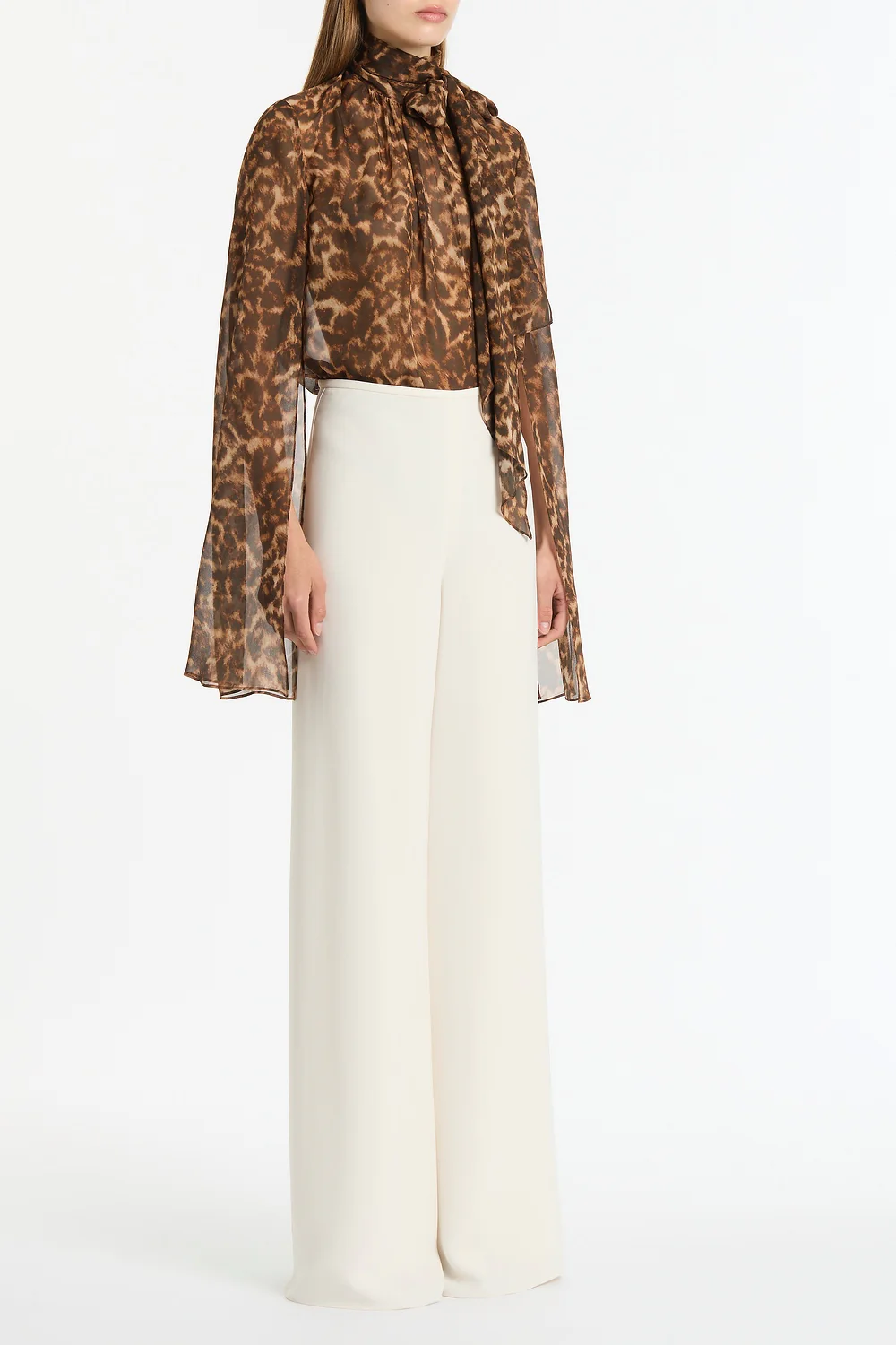 LEOPARD SILK SPLIT SLEEVE TOP - Image 3
