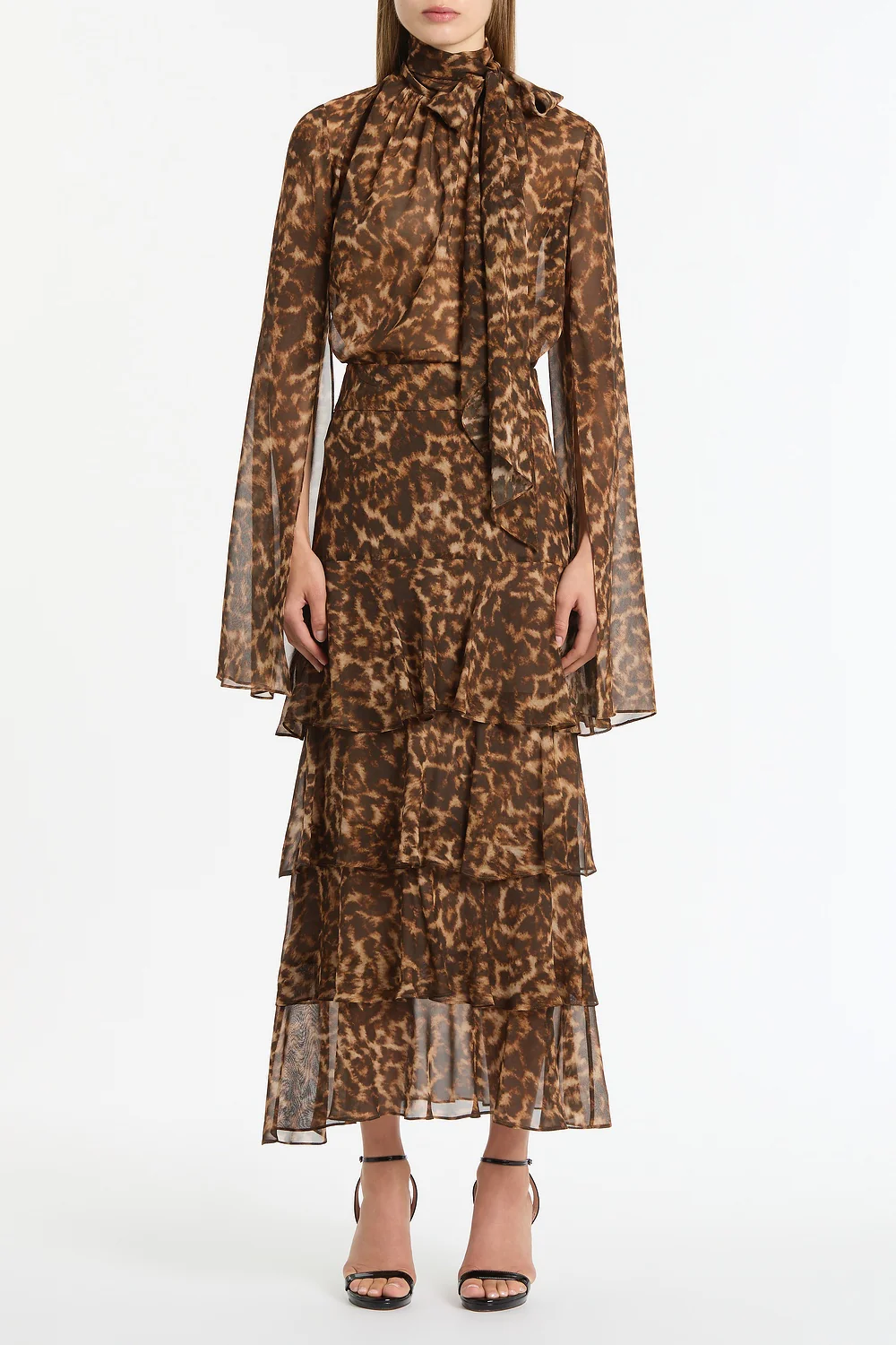 LEOPARD SILK SPLIT SLEEVE TOP - Image 4