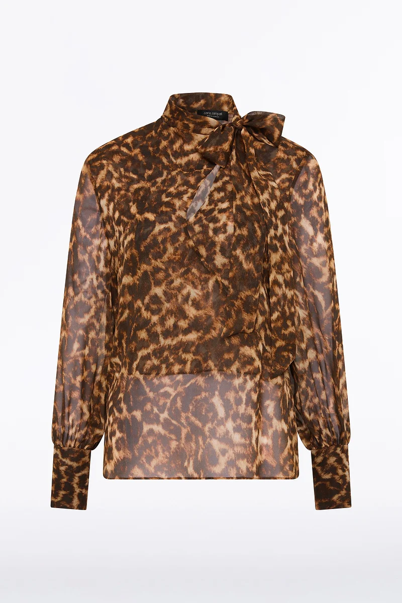LEOPARD SILK SPLIT SLEEVE TOP - Image 7