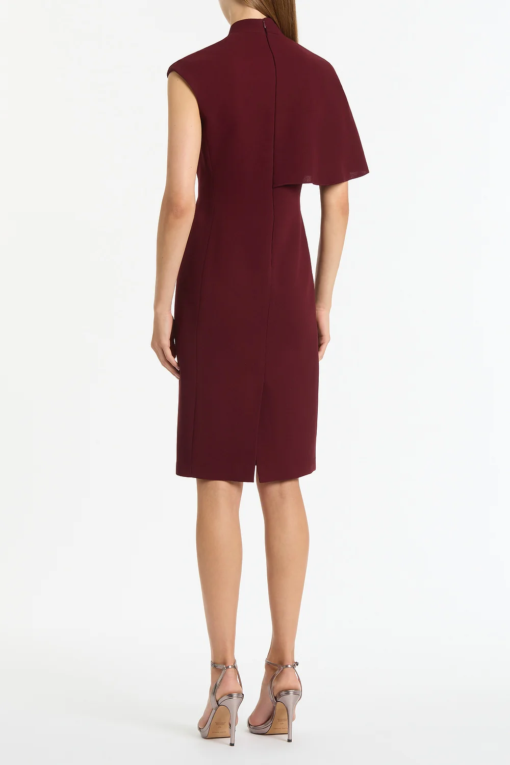 MERLOT ASYMMETRIC DRAPE DRESS - Image 2