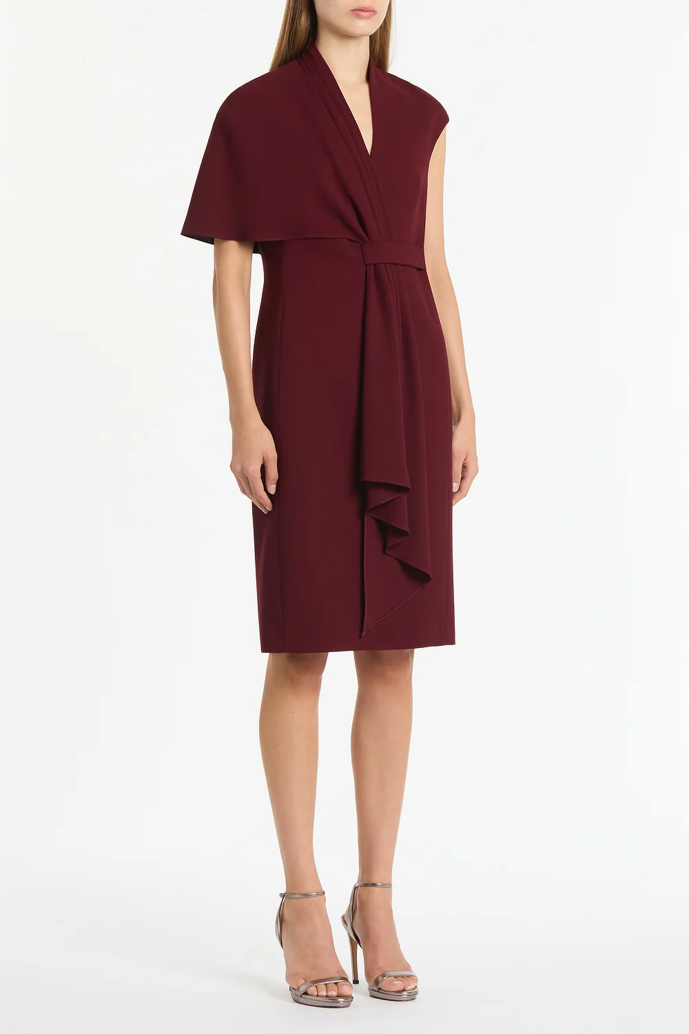 MERLOT ASYMMETRIC DRAPE DRESS - Image 3