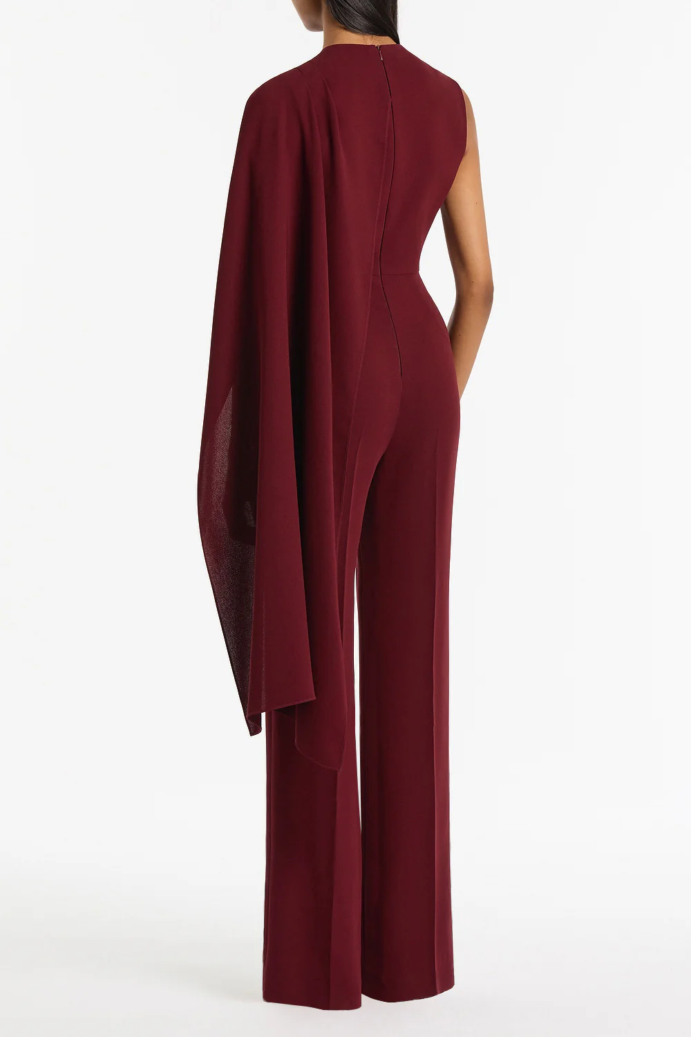 MERLOT CREPE CASCADE JUMPSUIT - Image 2