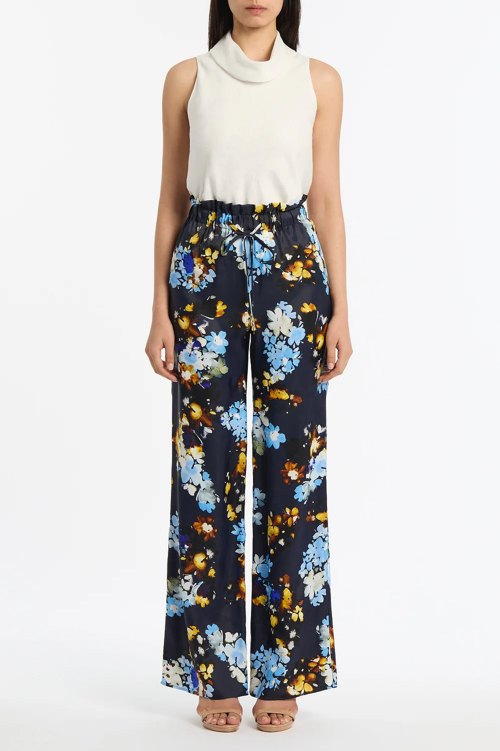 MIDNIGHT BOTANICA VISCOSE TWILL GATHERED WAIST PANT - Image 4