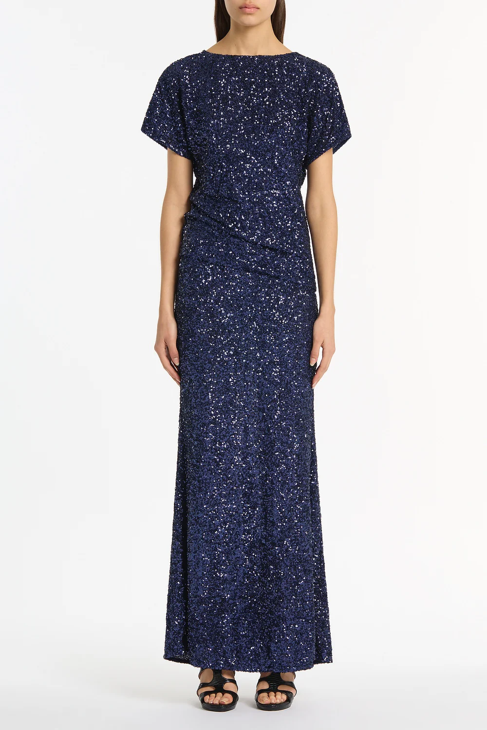 MIDNIGHT CRUSHED SEQUIN COLUMN SKIRT