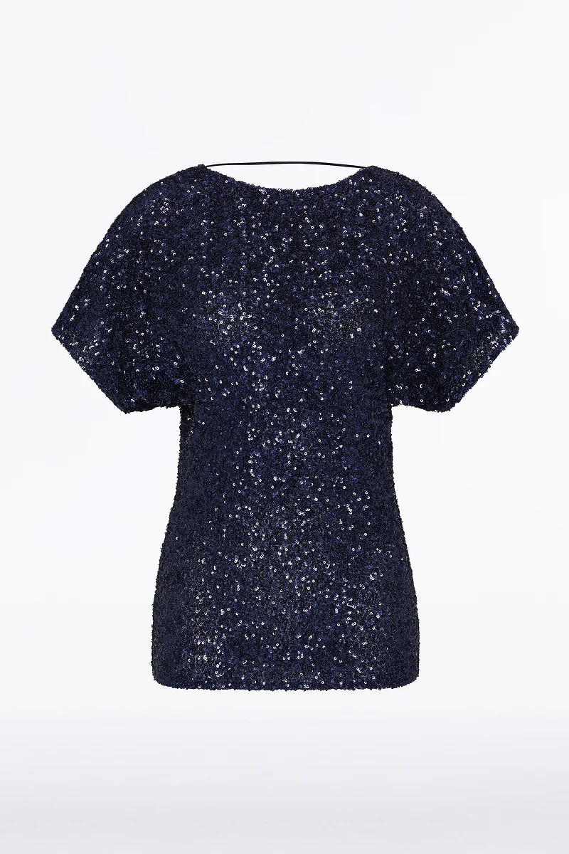 MIDNIGHT CRUSHED SEQUIN DRAPE TOP - Image 4