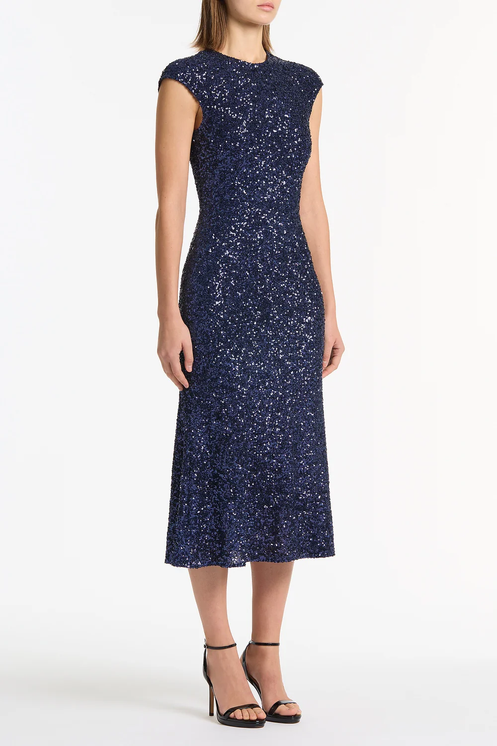 MIDNIGHT CRUSHED SEQUIN FLUTED MIDI DRESS - Image 2