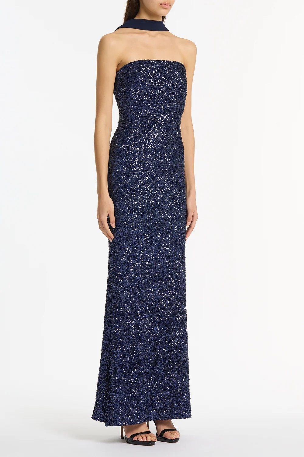 MIDNIGHT CRUSHED SEQUIN STRAPLESS GOWN - Image 2