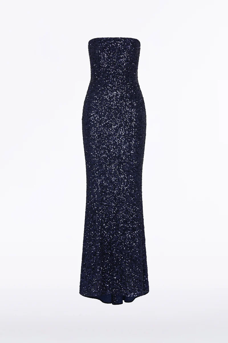 MIDNIGHT CRUSHED SEQUIN STRAPLESS GOWN - Image 6