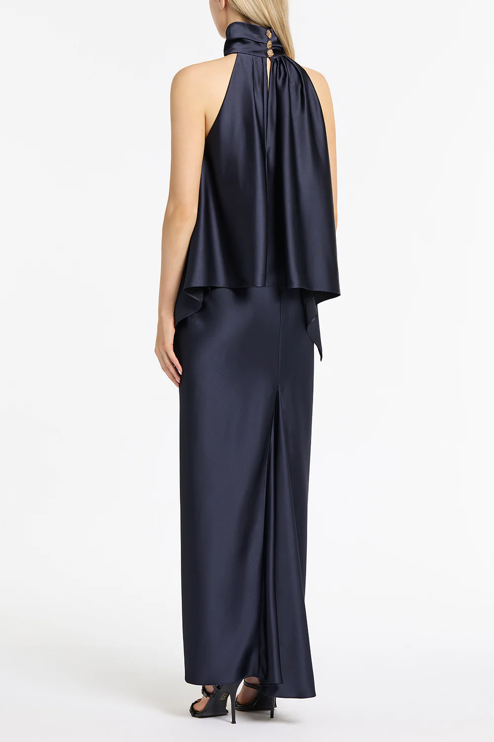 MIDNIGHT SATIN DRAPED HALTER TOP - Image 2