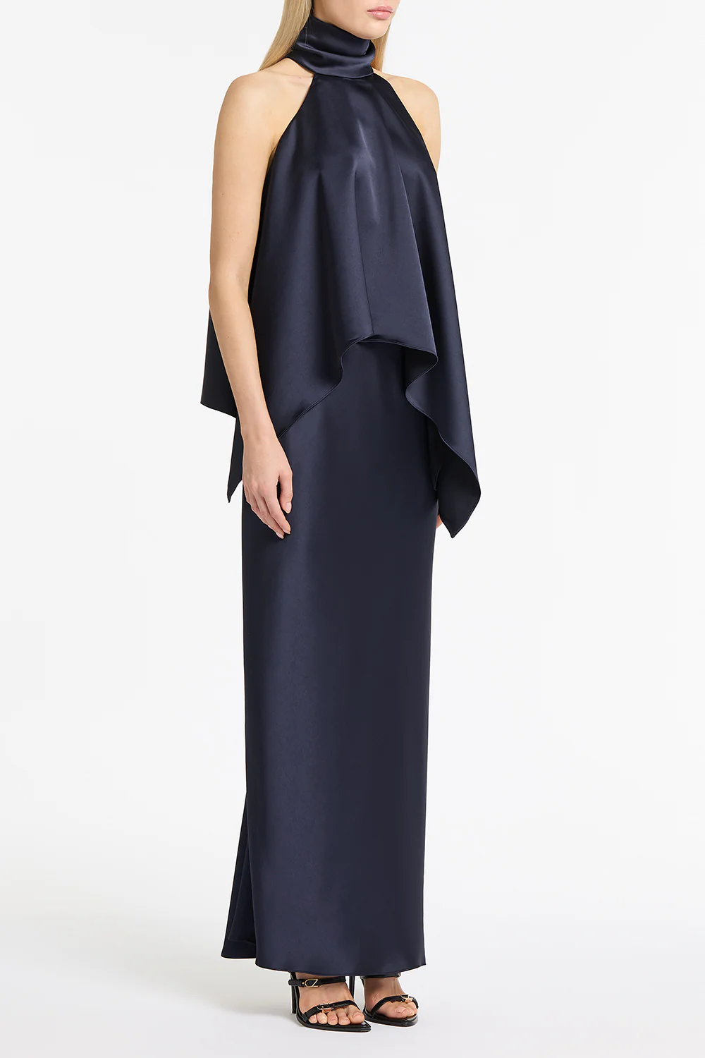 MIDNIGHT SATIN DRAPED HALTER TOP - Image 3