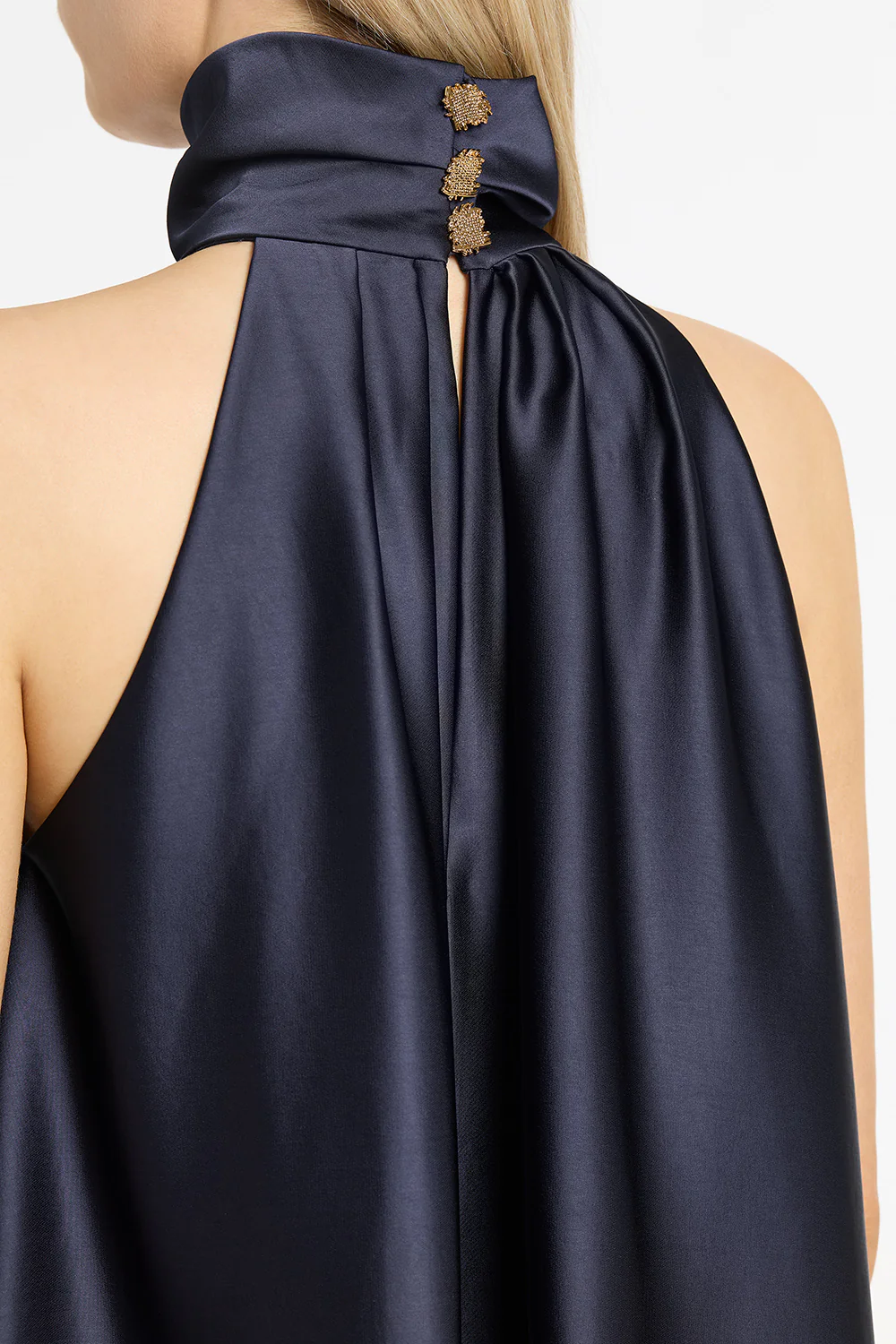 MIDNIGHT SATIN DRAPED HALTER TOP - Image 4