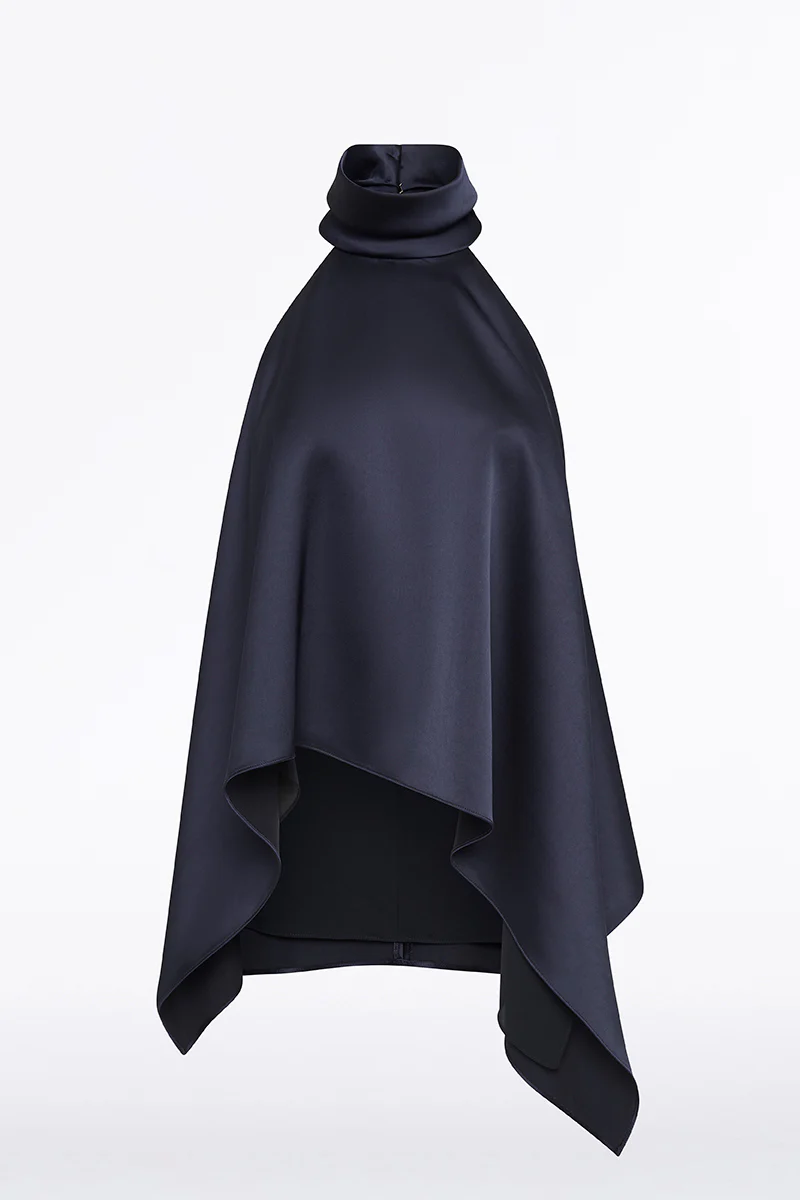 MIDNIGHT SATIN DRAPED HALTER TOP - Image 5
