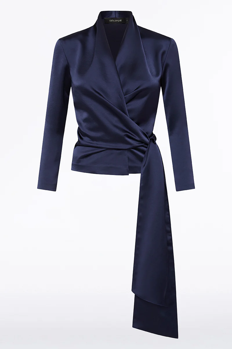 MIDNIGHT SATIN WRAP TOP - Image 5