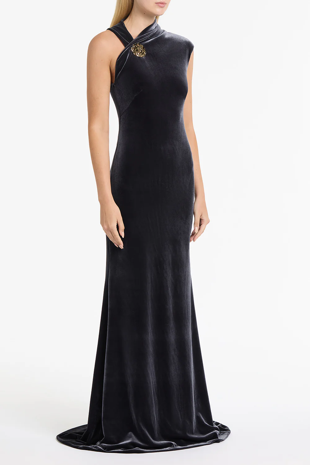MIDNIGHT VELVET BUTTON GOWN - Image 3