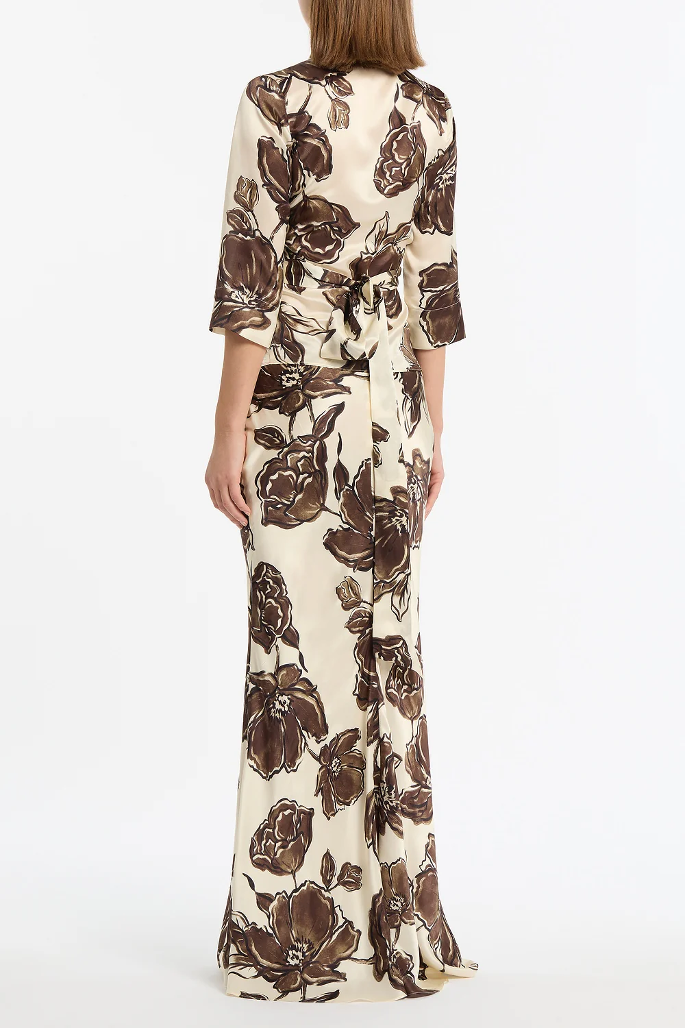 MOCHA BOUQUET SILK VISCOSE WRAP TOP - Image 3