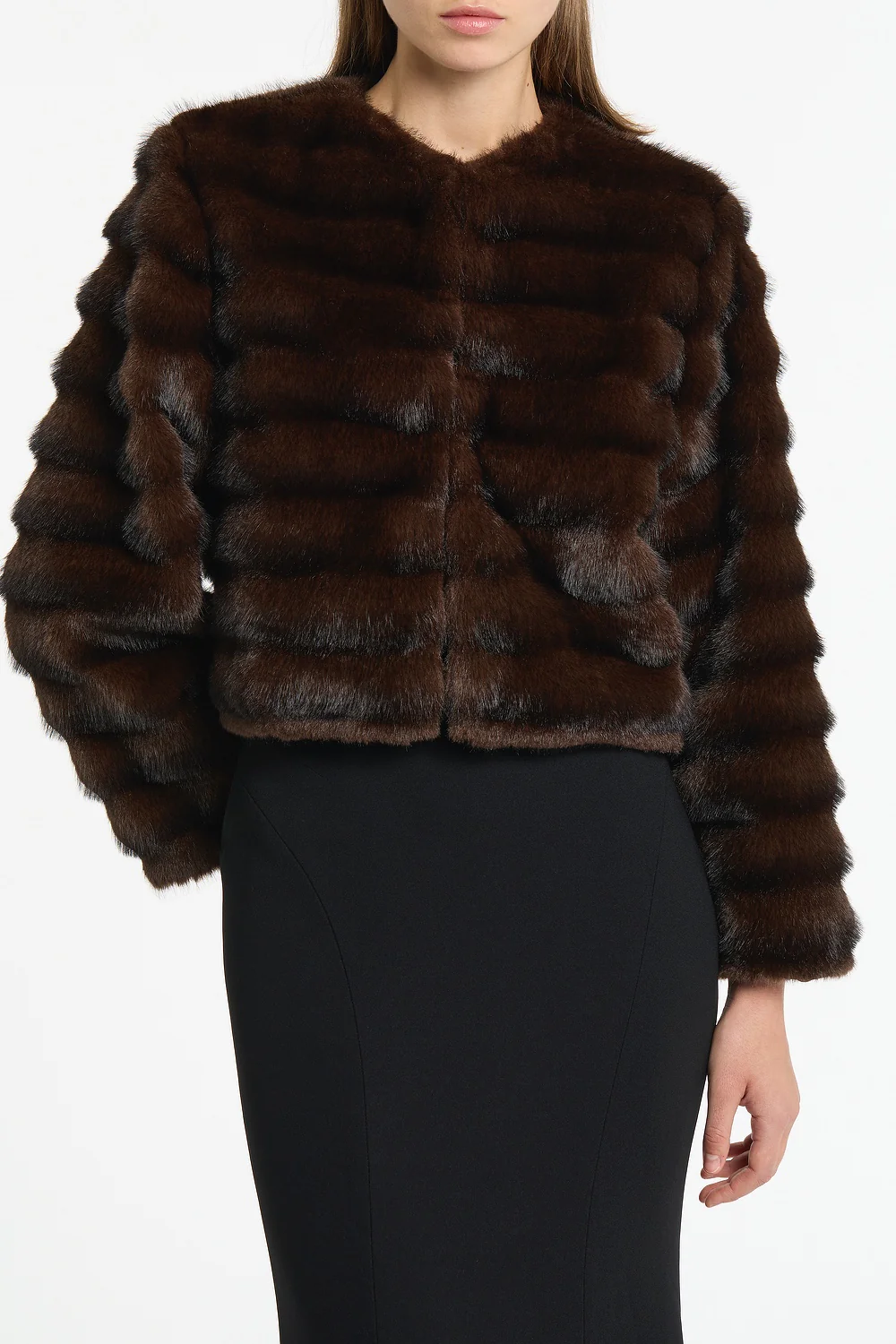 MOCHA CROPPED FUR JACKET - Image 4