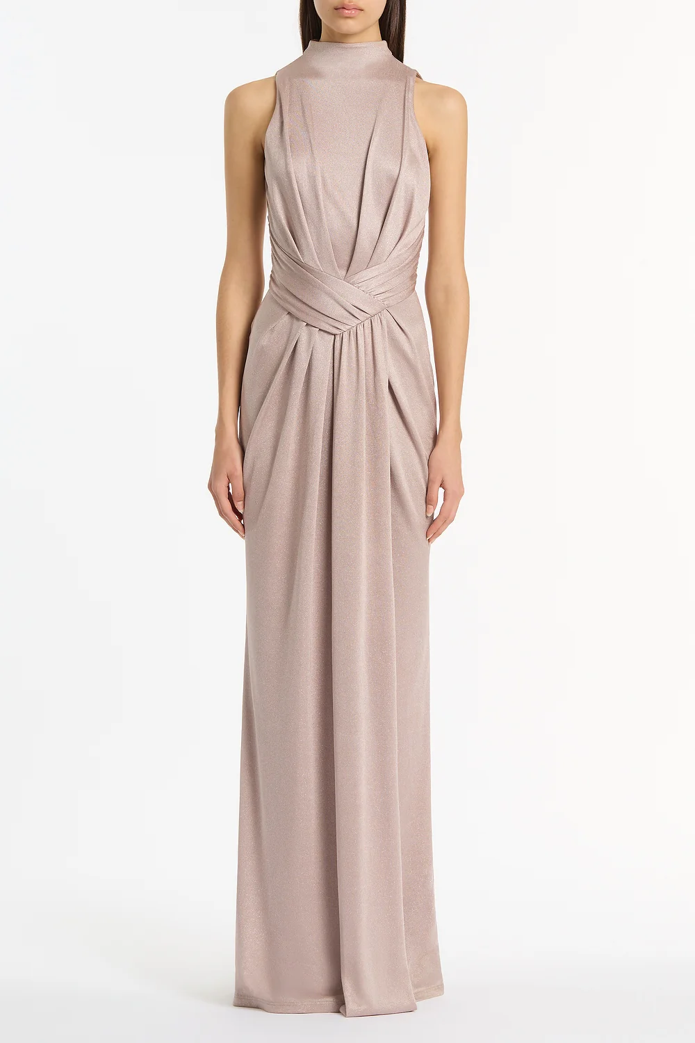 MOUSSE JERSEY TWIST FRONT MAXI DRESS