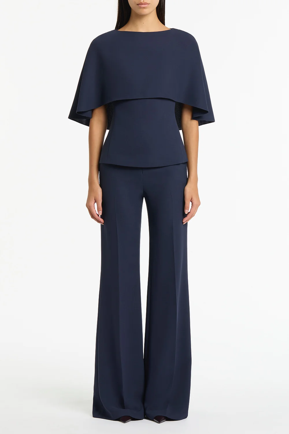 NAVY CREPE CAPE TOP