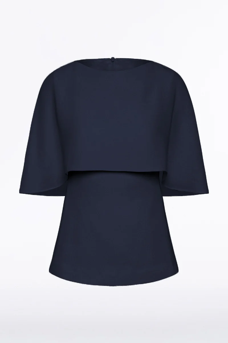 NAVY CREPE CAPE TOP - Image 4