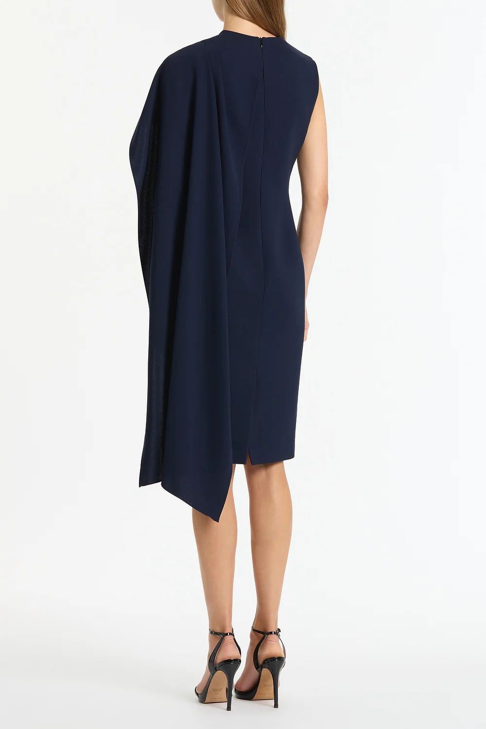 NAVY CREPE CASCADE DRESS - Image 2