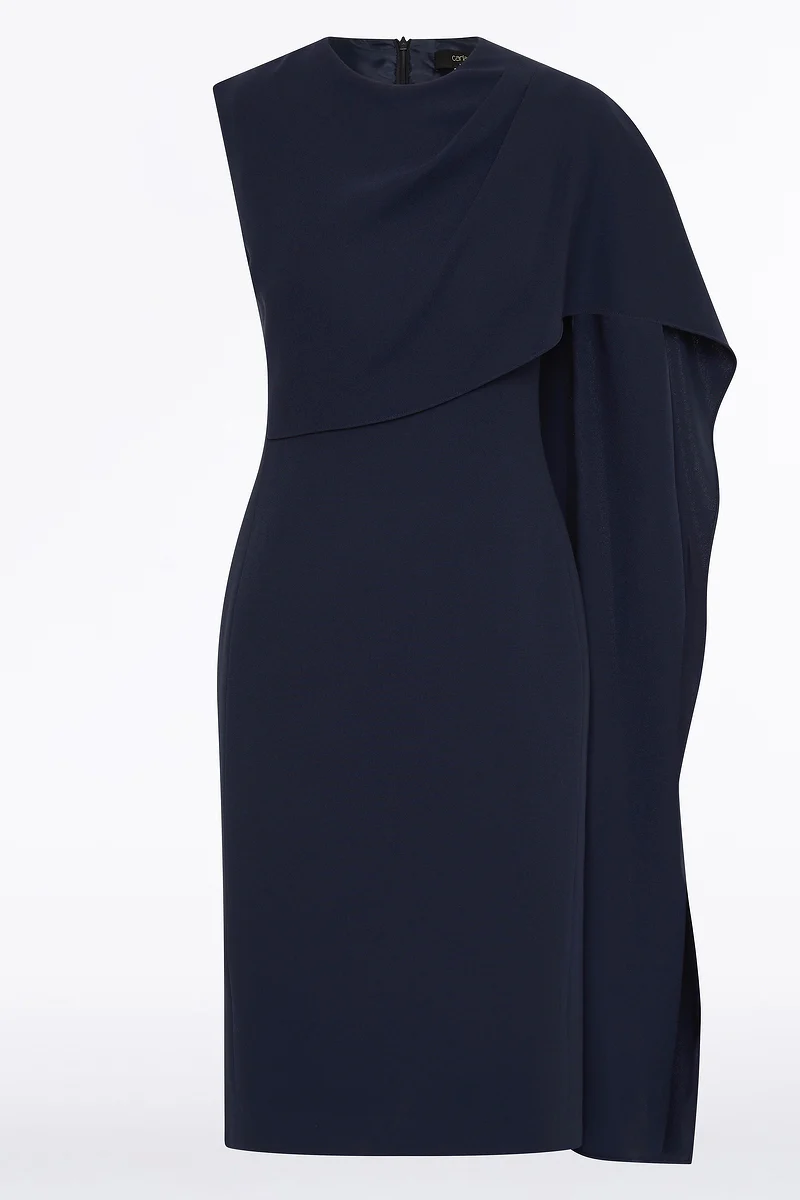 NAVY CREPE CASCADE DRESS - Image 4