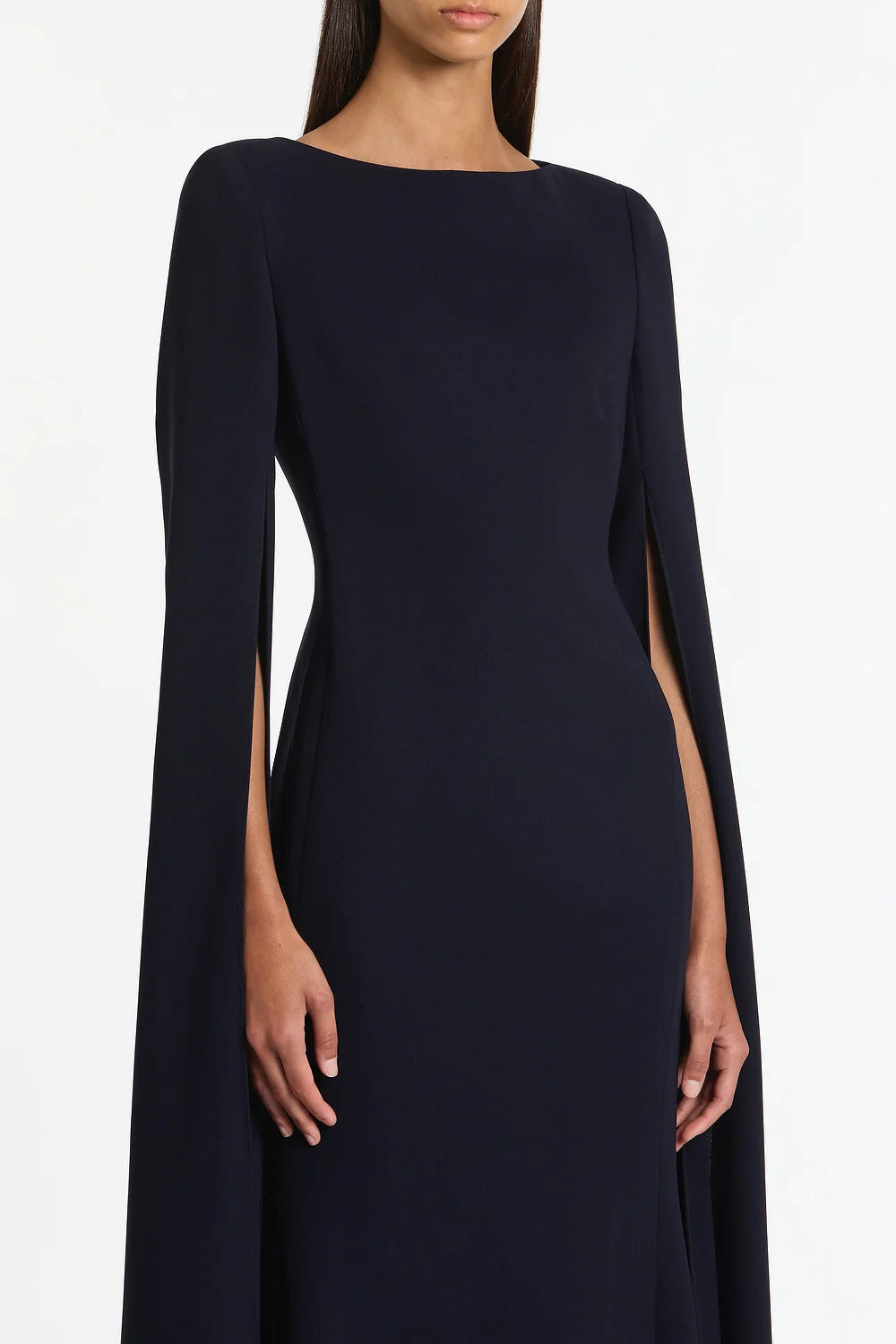 NAVY CREPE CELEBRATION SLEEVE GOWN - Image 4