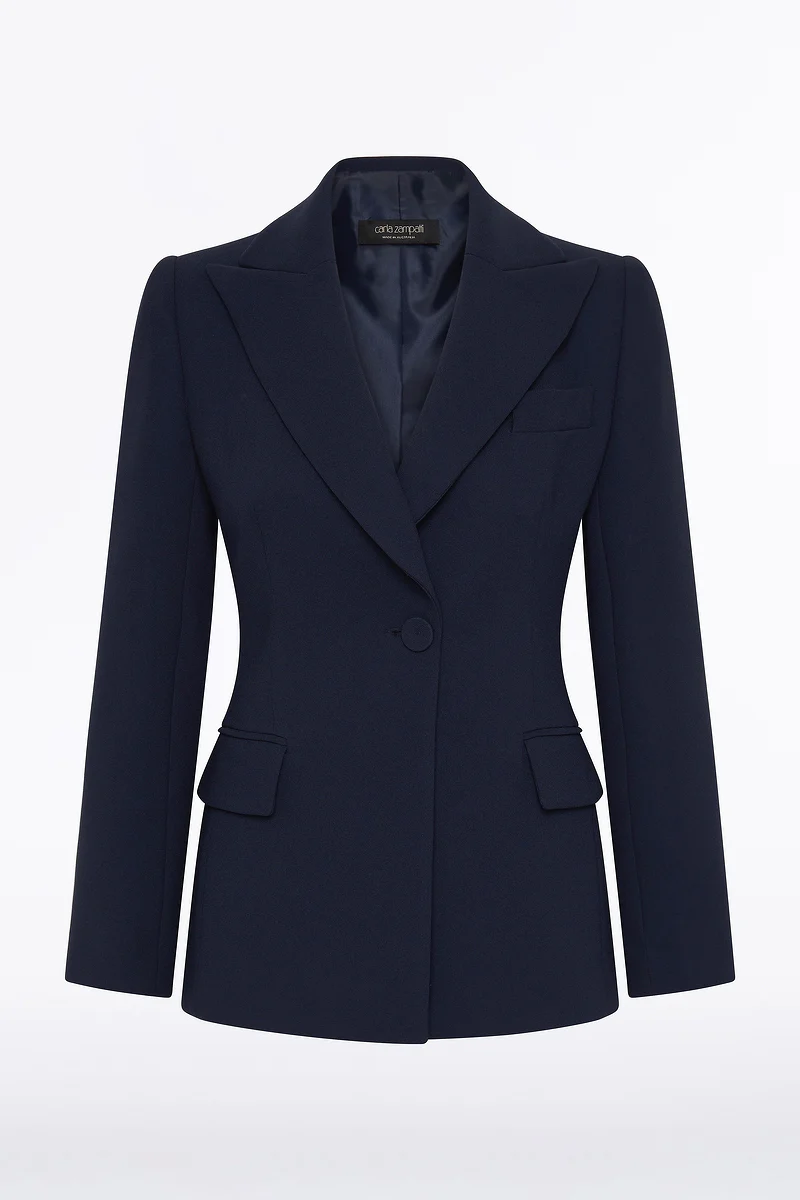NAVY CREPE CLASSIC JACKET - Image 4