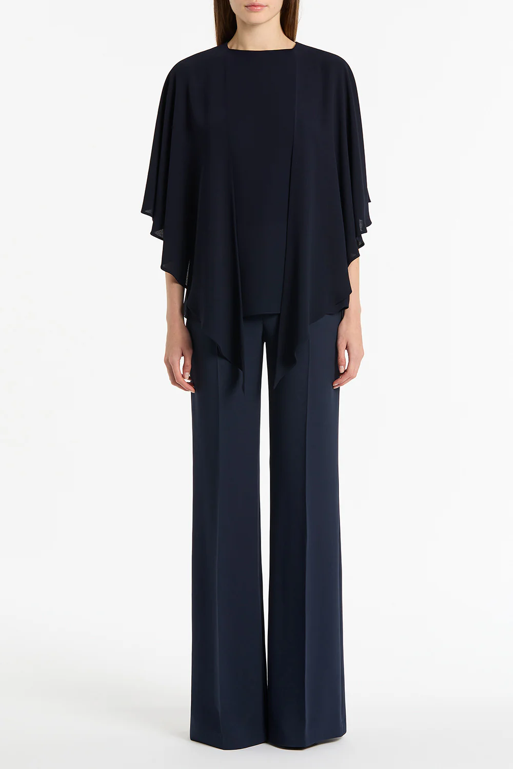 NAVY GEORGETTE CASCATA TOP