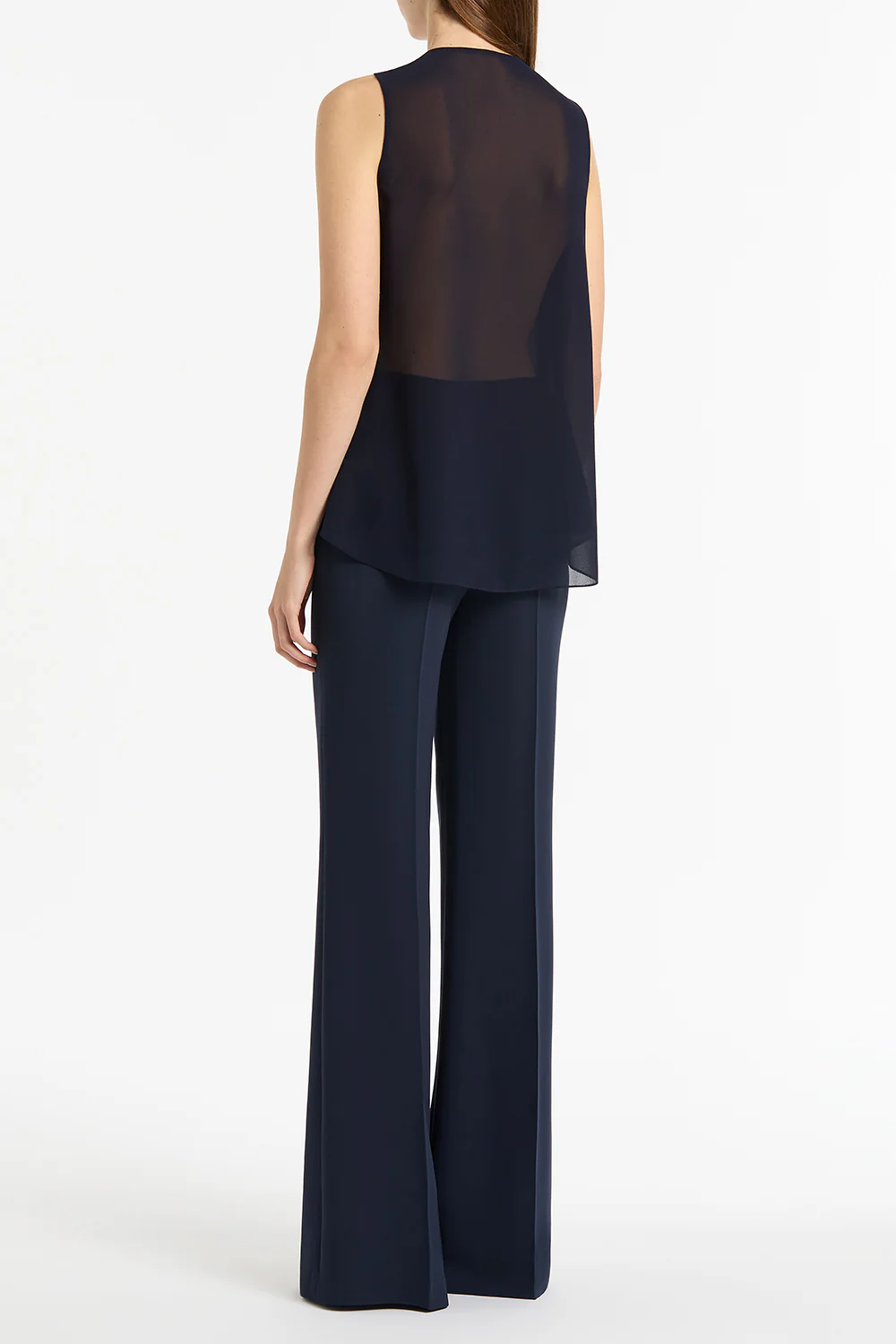 NAVY GEORGETTE FLUTED TANK - Image 2
