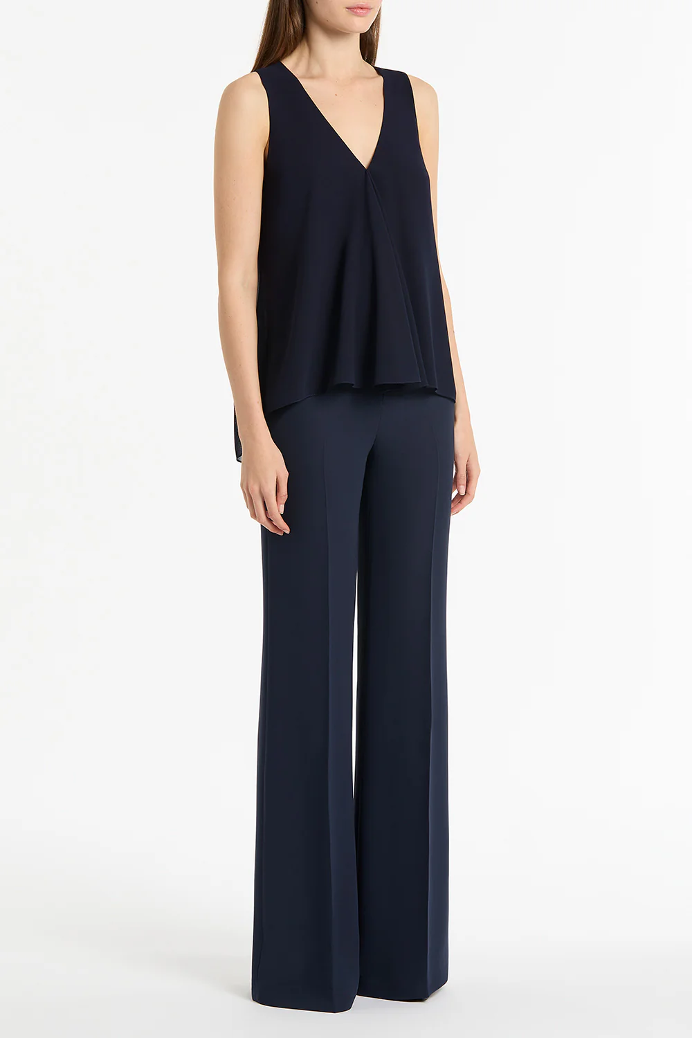 NAVY GEORGETTE FLUTED TANK - Image 3