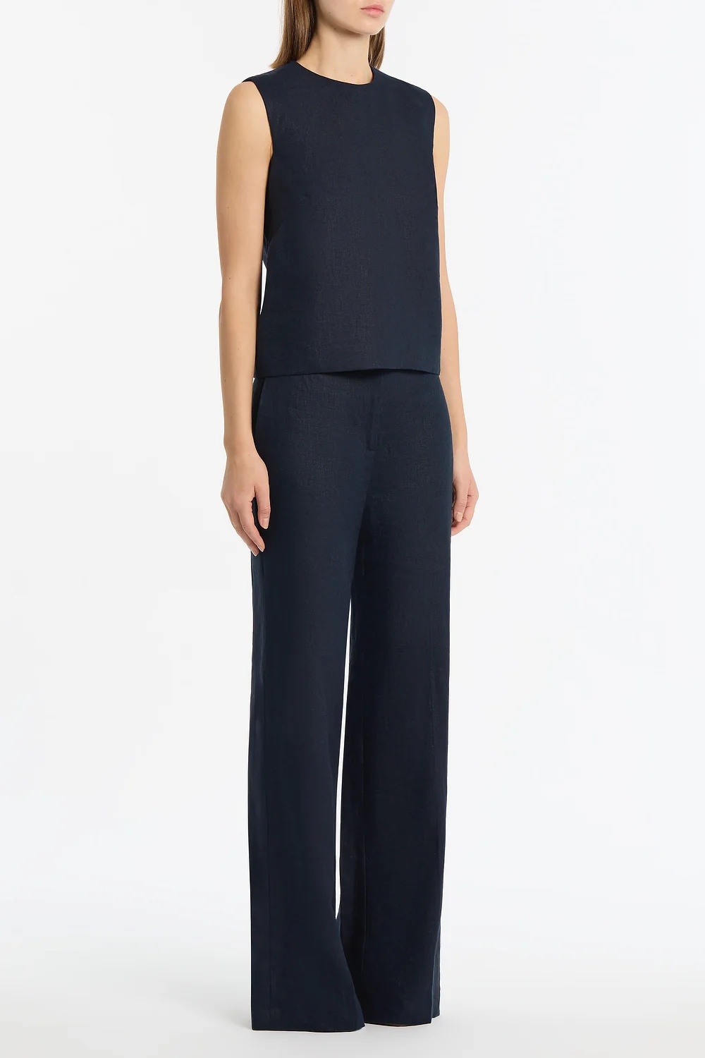 NAVY LINEN WAISTED PANT - Image 2