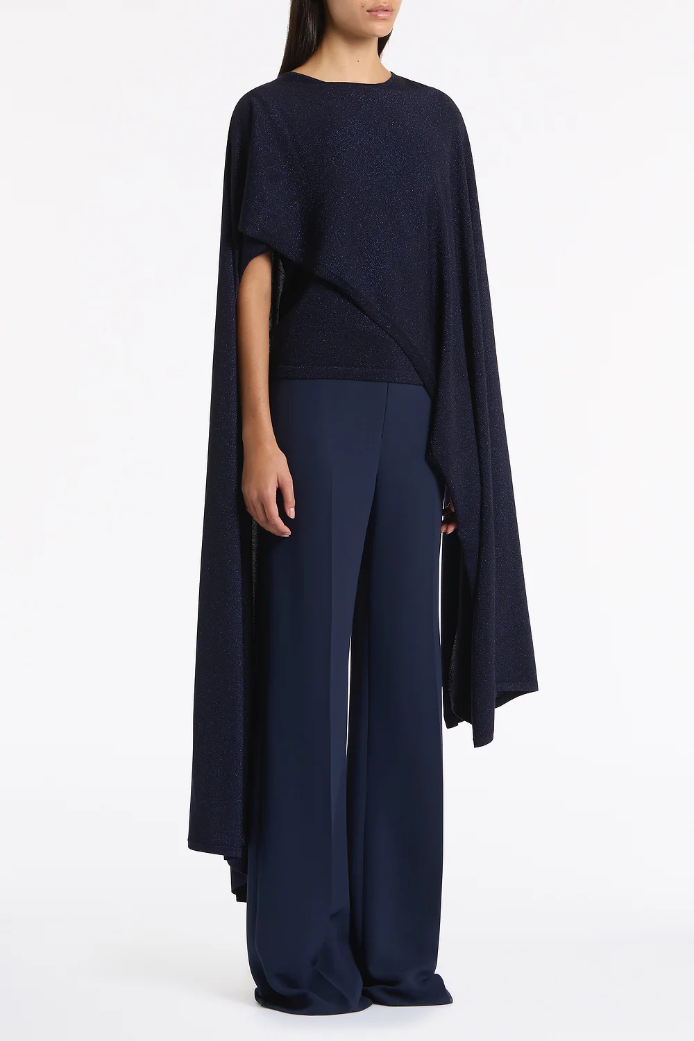 NAVY METALLIC KNIT WRAP - Image 2
