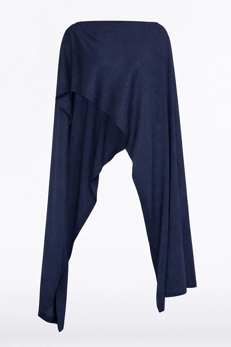 NAVY METALLIC KNIT WRAP - Image 4