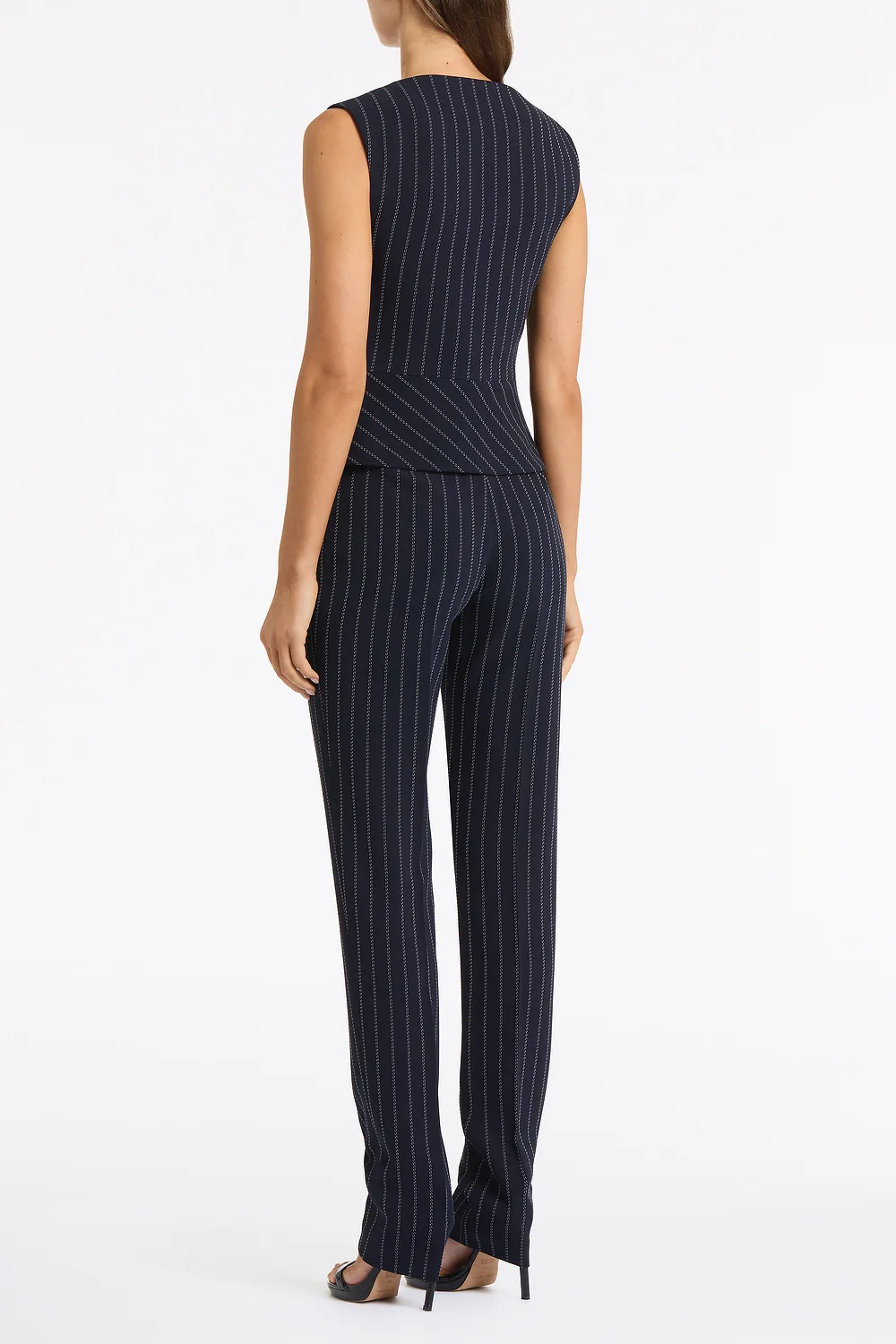 NAVY PINSTRIPE DOUBLE BREASTED VEST - Image 3