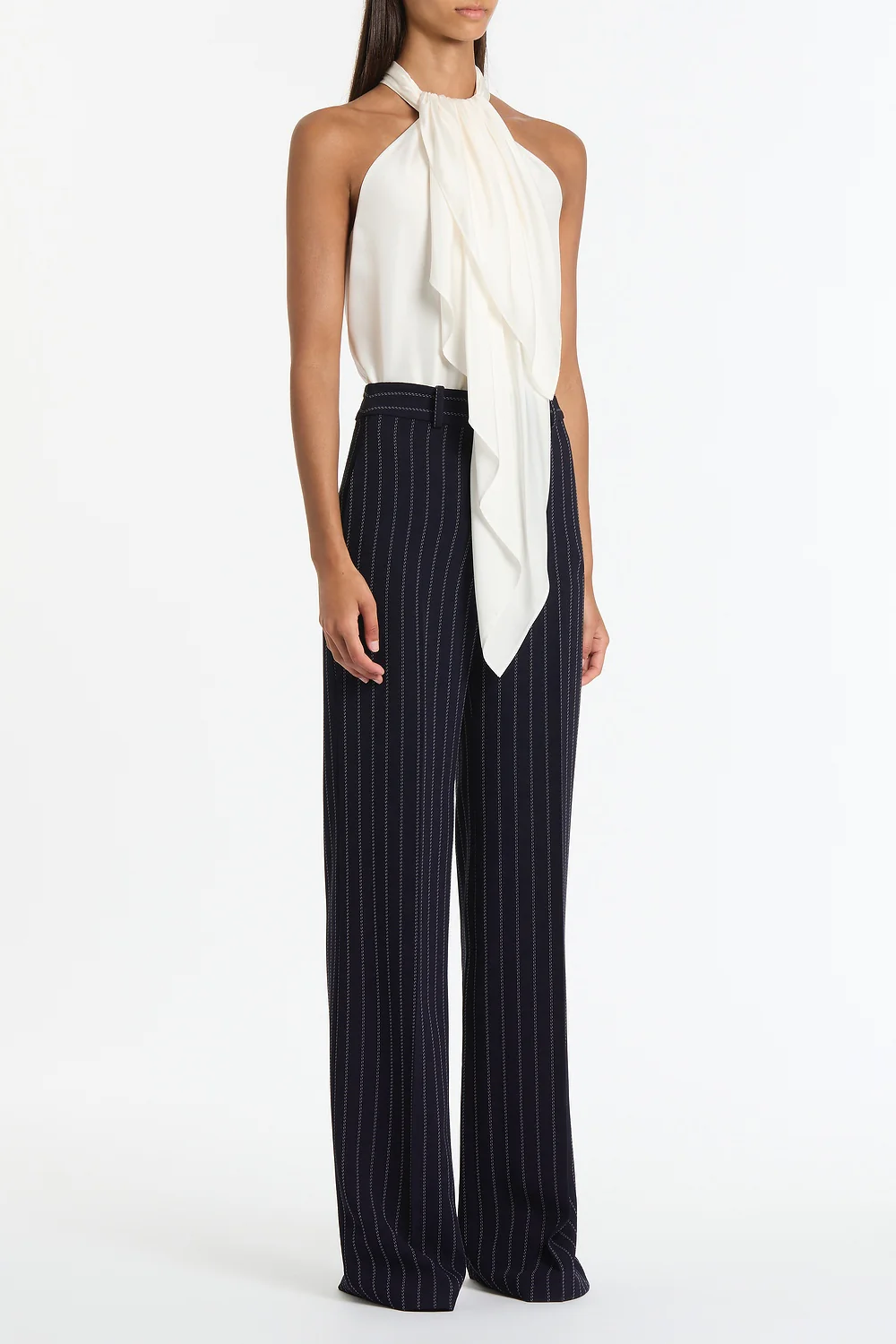 NAVY PINSTRIPE WIDE LEG PANT - Image 3