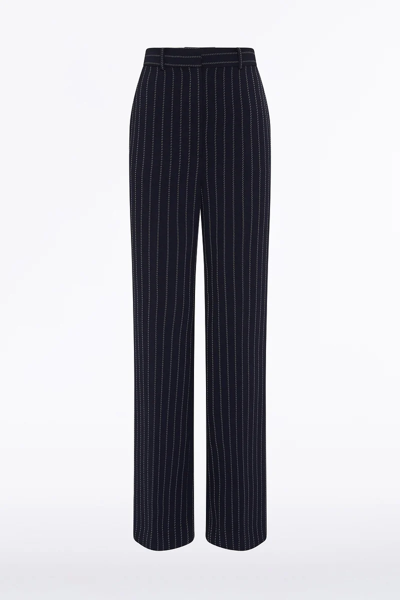 NAVY PINSTRIPE WIDE LEG PANT - Image 7