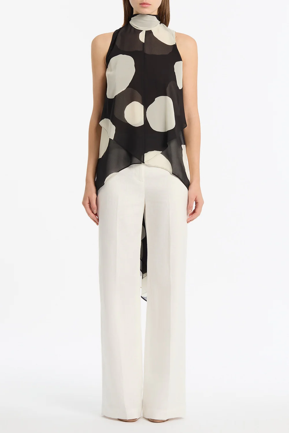 NOIR SPOT TIE NECK TOP