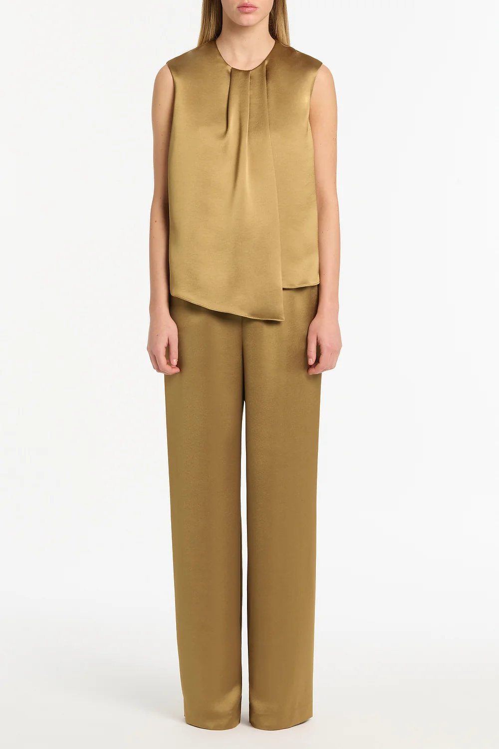 OLD GOLD LUSTRE SATIN ELASTIC PANT
