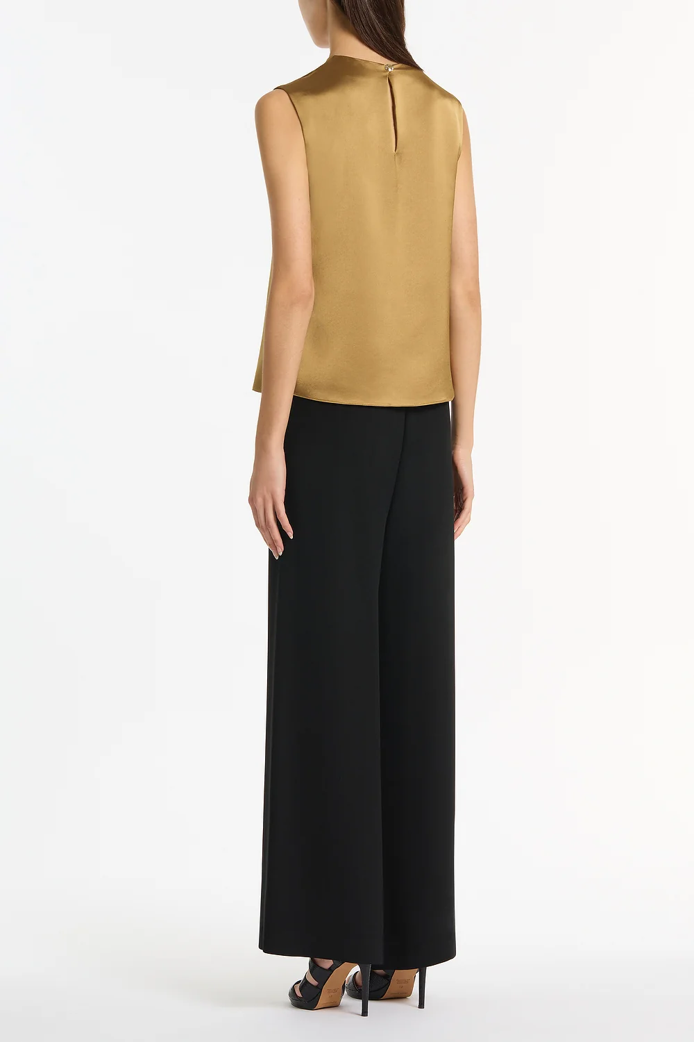 OLD GOLD LUSTRE SATIN TUCK FRONT TOP - Image 3