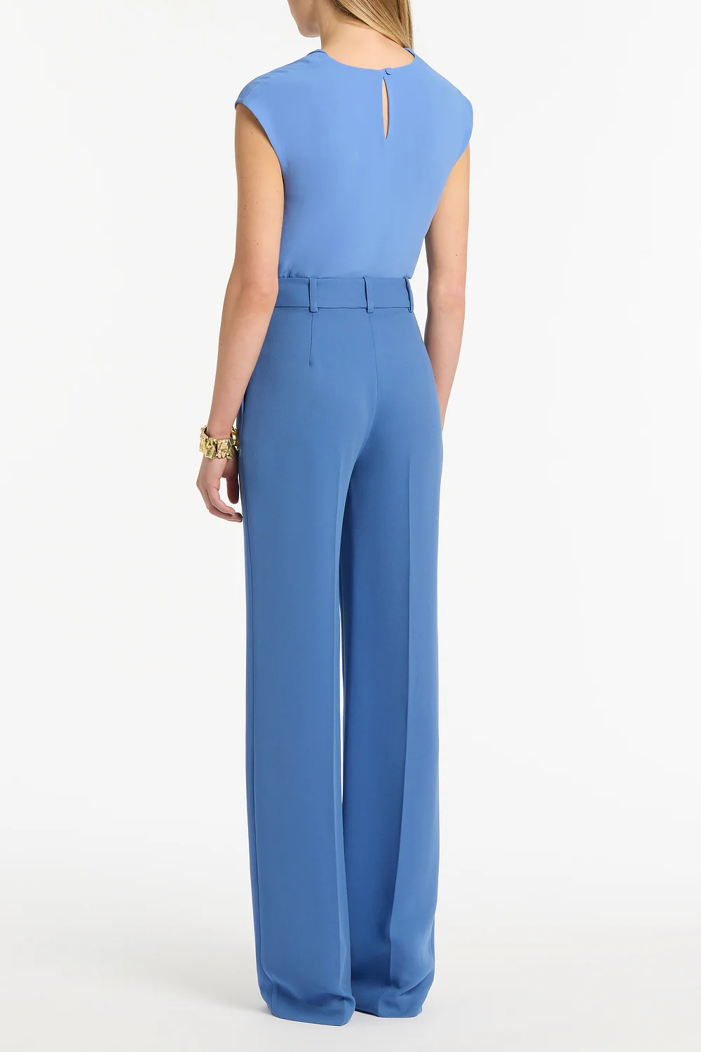 PACIFIC BLUE GEORGETTE CAP SLEEVE COWL TOP - Image 3