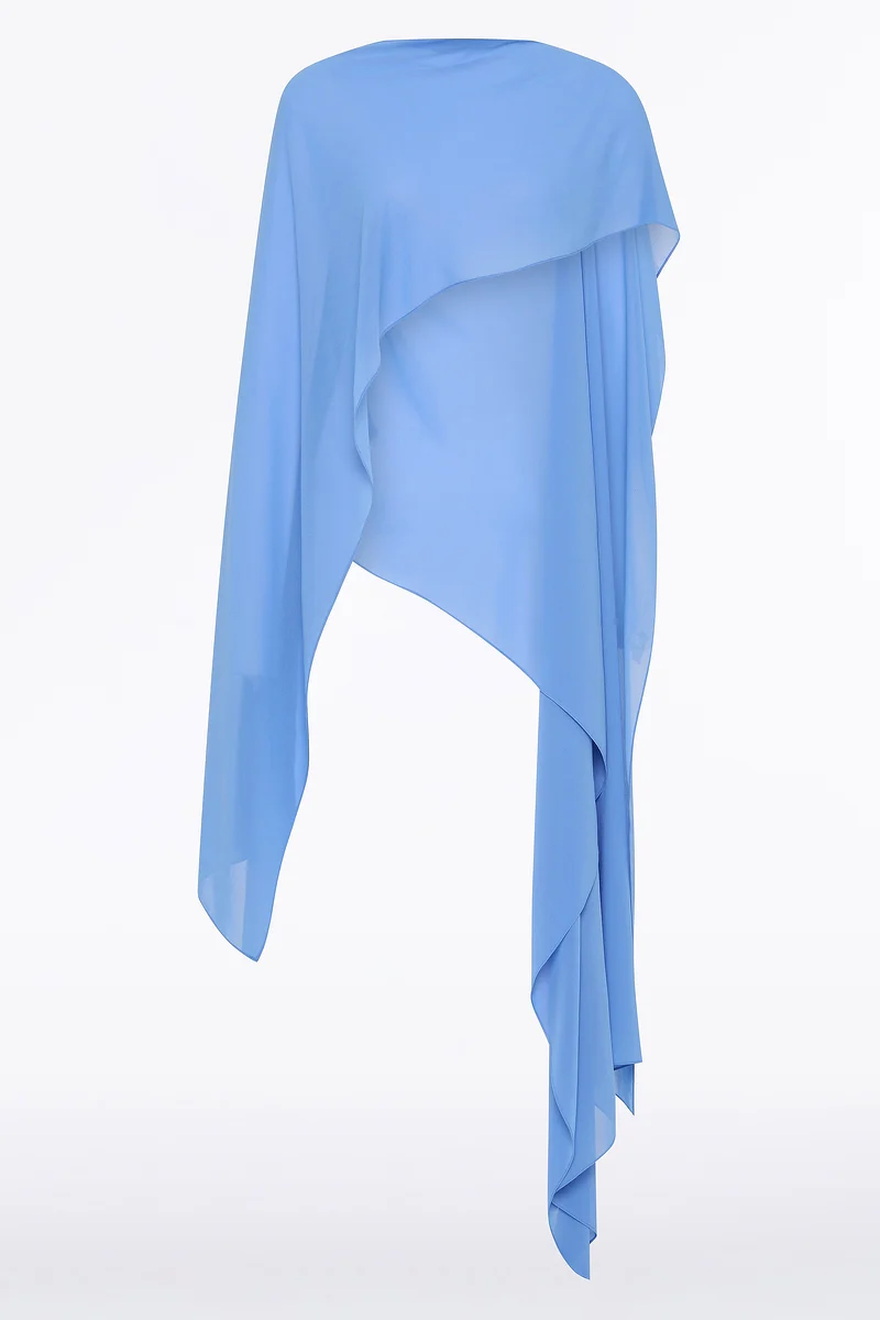 PACIFIC BLUE GEORGETTE CASCATA WRAP - Image 4