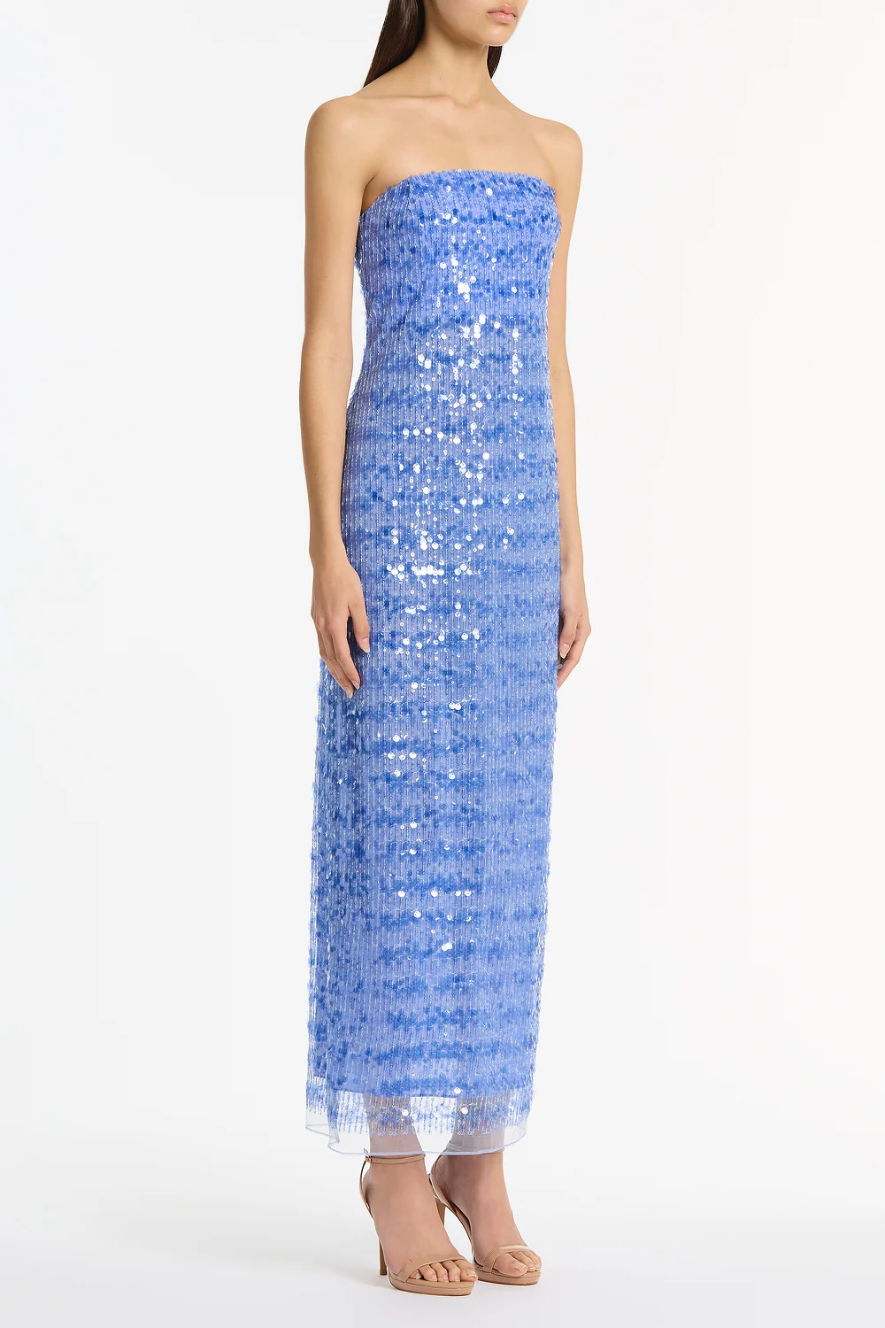 PACIFIC BLUE LINEAR SEQUIN STRAPLESS GOWN - Image 2